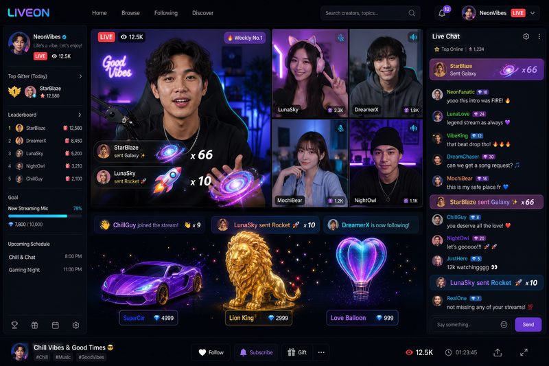 acg动漫实时直播互动界面,创作者与粉丝零距离实时交流